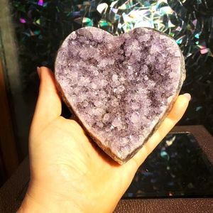 Carved amethyst geode heart cluster #3
